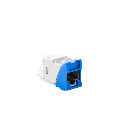 Jack UltraMAX Cat6, UTP, Montaje híbrido en Placa de Pared (Plano y Angulado), Color Azul, Punch Down