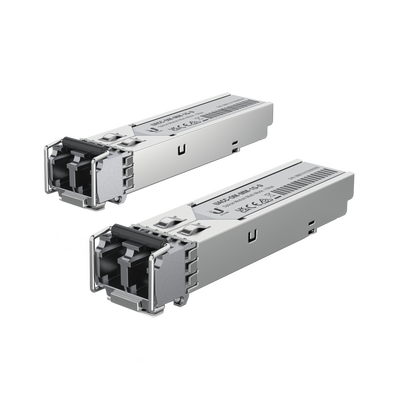 UFiber Módulo SFP, transceptor MiniGibic MultiModo 1.25 Gbps, distancia 550m, conectores LC, paquete de 2 piezas