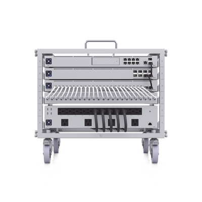 UniFi Rack Móvil de 6 Unidades, incluye 1 patchpanel de 24 puertos Gigabit, no requiere herramientas para armarse, incluye ruedas.