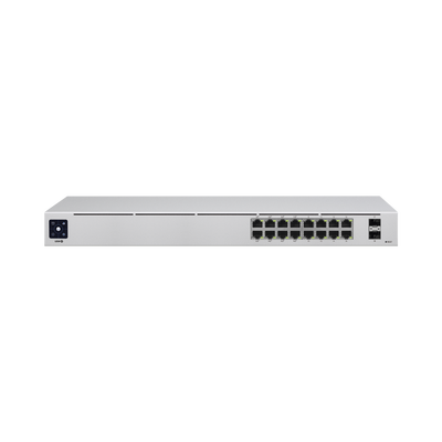 UniFi Switch USW-16-POE Gen2, Capa 2 de 16 puertos (8 puertos PoE 802.3af/at + 8 puertos Gigabit) + 2 puertos 1G SFP, 42W, pantalla informativa