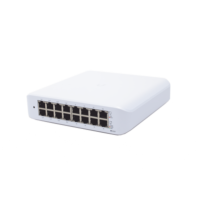 Switch UniFi Lite Administrable PoE de 16 Puertos 10/100/1000 Mbps (8 puertos 802.3af/at), 45 W