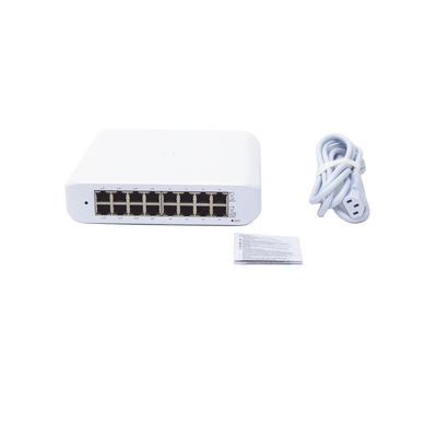 Switch UniFi Lite Administrable PoE de 16 Puertos 10/100/1000 Mbps (8 puertos 802.3af/at), 45 W