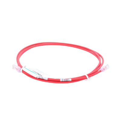 Cable de Parcheo UTP Cat6A, CM/LSZH, Diámetro Reducido (28AWG), Color Rojo, 7ft
