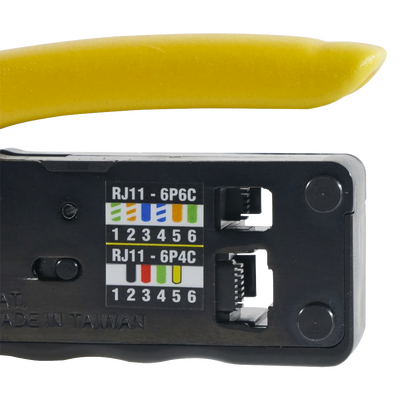 Ponchadora/Pelacables/Cortacables Compacta con Matraca para Conectores  RJ45 y RJ11/RJ12.