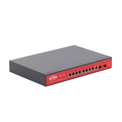 Switch Administrable Capa 2 de 8 puertos 10/100/1000 PoEaf/at + 2 x SFP Gigabit, con respaldo para energía solar