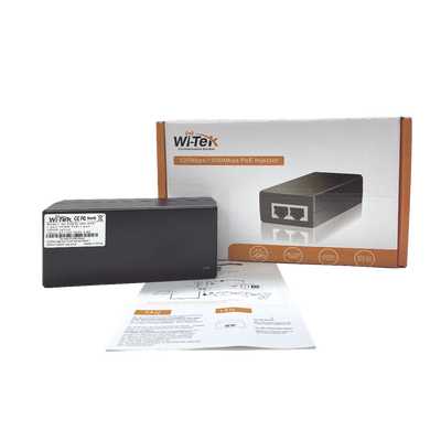 Inyector Hi-PoE 60 W Gigabit / Alimenta Equipos PoE 802.3 af Hasta 15W - PoE at Hasta 30W - PoE bt Hasta 60W / Instalación Para Interior / Alcance de Hasta 100 metros / Plug and Play / No se Necesita Configurar