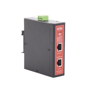 Splitter PoE IN hasta 90 W / Salida DC 12v/16V/24v o 48V / Carcasa metálica / Industrial soporte para riel DIN / Aplicaciones CCTV