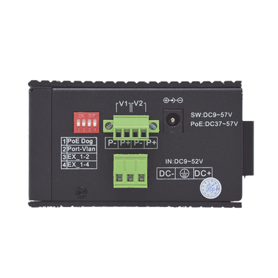 Switch Industrial PoE++ / No administrable / Con 4 puertos Gigabit PoE / 1 puerto Gigabit Uplink / Presupuesto 120W