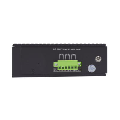 Switch PoE Industrial No administrable / Puertos 1-2 PoE 802.3 af/at y PoE 24 Vcc Pasivo 30W / Puertos 3-4 PoE 802.3 af/at/bt Hasta 60W / Puertos 5-8 PoE 802.3 af/at Hasta 30W / Los 8 puertos son Gigabit + 2 SFP combo / Presupuesto 300W
