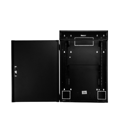Gabinete de Montaje en Pared TrueEdge™, Con 6 UR para Equipo Activo y 6 UR para Paneles de Parcheo, Fabricado en Acero, Color Negro