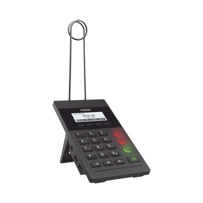 Teléfono IP para Call Center para 2 lineas SIP con soporte para diadema, pantalla 128x48 retro-iluminada, PoE