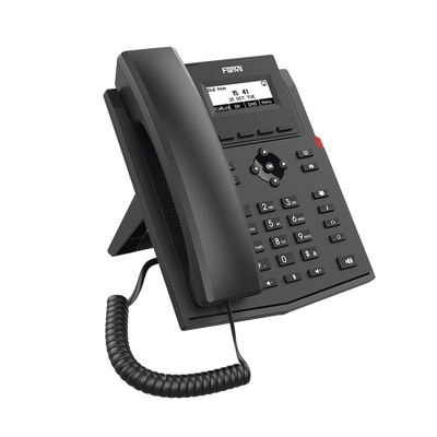 Teléfono IP empresarial para 2 lineas SIP con pantalla LCD,  Puertos Gigabit, Códec Opus, conferencia de 6 vías, PoE.