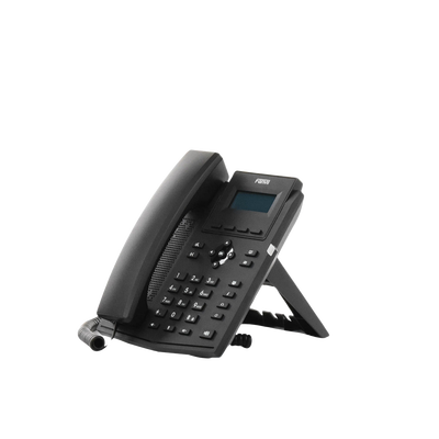 Teléfono IP empresarial para 2 lineas SIP con pantalla LCD, Códec Opus, conferencia de 3 vías, PoE.