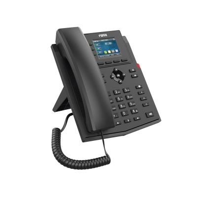 Teléfono IP empresarial para 4 líneas SIP con pantalla LCD de 2.4 pulgadas a color, Opus y conferencia de 3 vías, PoE.