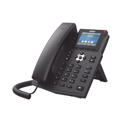 Teléfono IP empresarial para 4 líneas SIP con pantalla LCD de 2.8 pulgadas a color, puertos Gigabit, IPv6, Opus y conferencia de 3 vías, PoE
