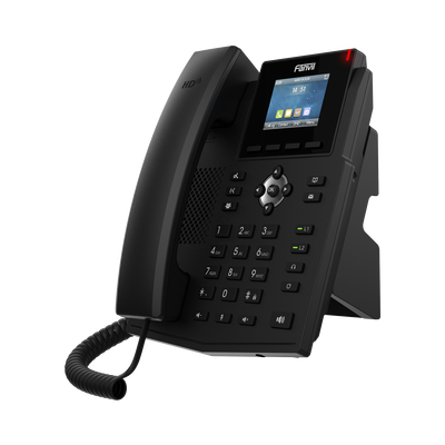 Teléfono IP empresarial para 4 líneas SIP con pantalla LCD de 2.4 pulgadas a color, Opus y conferencia de 6 participantes, PoE.