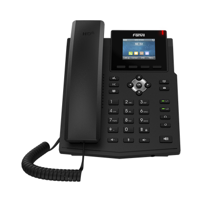 Teléfono IP empresarial para 4 líneas SIP con pantalla LCD de 2.4 pulgadas a color, Opus y conferencia de 6 participantes, PoE.