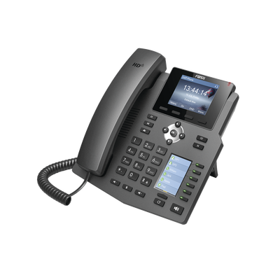 Teléfono IP empresarial para 4 líneas SIP con 2 pantallas LCD, 6 teclas BLF/DSS, conferencia de 3 vías, PoE