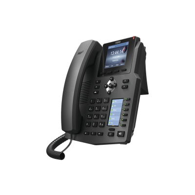 Teléfono IP empresarial para 4 Líneas SIP con 2 pantallas LCD, 6 teclas BLF/DSS, puertos Gigabit y conferencia de 3 vías, PoE