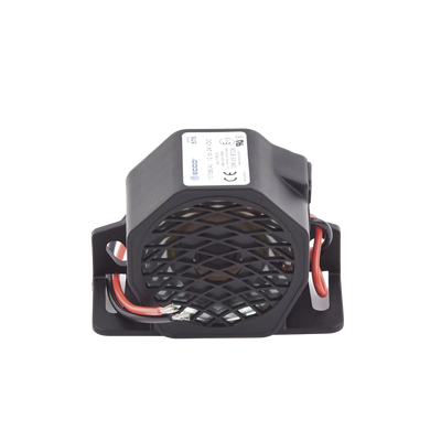 Alarma de reversa vehicular, 12-24 Vcc, 107 dBA