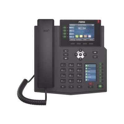 Teléfono IP Empresarial con Estándares Europeos, 16 líneas SIP con pantalla LCD a color 3.5", 30 teclas DSS/BLF, puertos Gigabit, IPv6, Opus y conferencia de 3 vías, PoE/DC