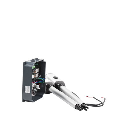 Kit de brazos para automatizar portones vehiculares abatibles de 2 hojas/ 3 Mts / 300 Kg / Uso solo residencial / Compatible con respaldo de energía