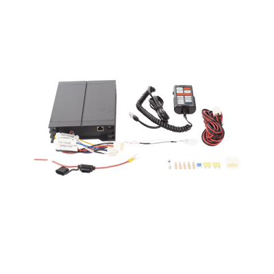 Sirena Vehicular de 100W de Potencia, Con Controlador Unimando Para Tonos, Control de 3 Salidas Auxiliares, Microfono e Interconexión a Radio