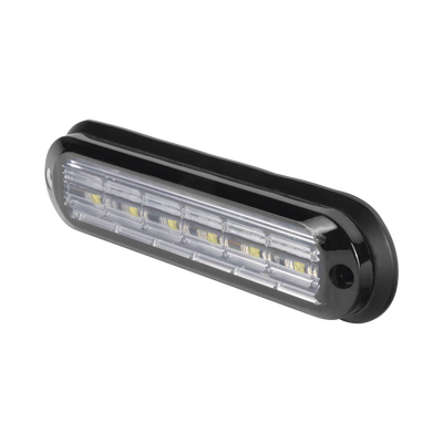 Luz Auxiliar Ultra Brillante IP67 de 6 LEDs, Color Ambar, con mica transparente y bisel negro