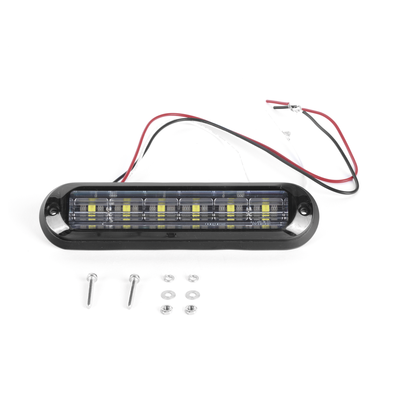 Luz Auxiliar Ultra Brillante  IP67 de 6 LEDs, Color Ambar/Claro, con mica transparente y bisel negro