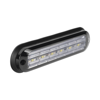 Luz Auxiliar Ultra Brillante  IP67 de 6 LEDs, Color Rojo/Azul, con mica transparente y bisel negro