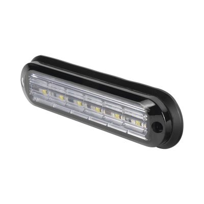 Luz Auxiliar Ultra Brillante  IP67 de 6 LEDs, Color Rojo/Azul, con mica transparente y bisel negro