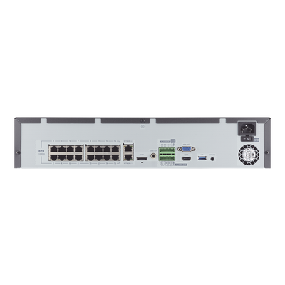 NVR de 16 canales / 12MP / Hasta 4 Discos Duros (Incluye 32TB) / Switch PoE+ 16 puertos / Wisenet P2P / H.265 & WiseStream