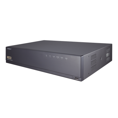 NVR de 16 canales / 12MP / Hasta 4 Discos Duros (Incluye 8TB) / Switch PoE+ 16 puertos / Wisenet P2P / H.265 & WiseStream