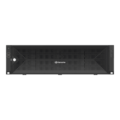 NVR de 64 canales /  Hasta 32 MP / H.265 & Wisestream / Procesamiento 400 Mbps / 3 Puertos de Red / Raid 5-6 / 16 bahias para disco duro (no incluidos)