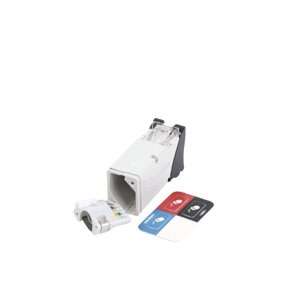 Jack Z-MAX Cat6A, Blindado, Montaje híbrido en Placa de Pared (Plano y Angulado), Color Negro