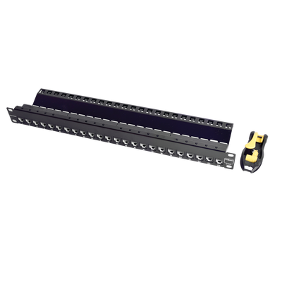 Patch Panel UTP Z-MAX de 24 puertos, Precargado con Jacks Categoría 6, Plano, 1UR