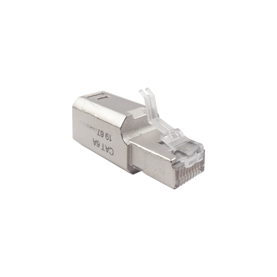 Plug RJ45 Cat6A Blindado, Terminación en Campo, Compatible con Todas las Categorías, Sin Clip Protector de Seguro
