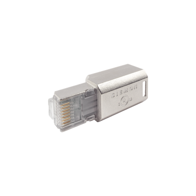 Plug RJ45 Cat6A Blindado, Terminación en Campo, Compatible con Todas las Categorías, Con Clip Protector de Seguro