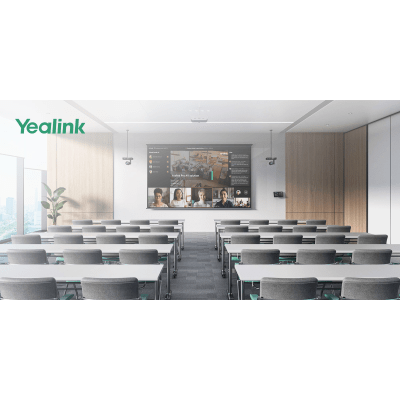 Sistema de Videoconferencia Yealink MVCS90 para Microsoft Teams Rooms ideal para Salas Grandes con Seguimiento Inteligente y Audio Profesional.