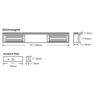 Chapa Magnética Doble 600 Lbs por Lado /  Led de Estado /  Libre de Magnetismo Residual / Sensor de Adherencia / UL