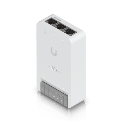 Centro de Control de Acceso Compacto Ubiquiti UniFi / Terminal de Bloqueo 12V / Entradas Adicionales Sensor y Botón / Alimentación PoE++ / Conexión para Dos Lectores o Cámaras / Uso Interior