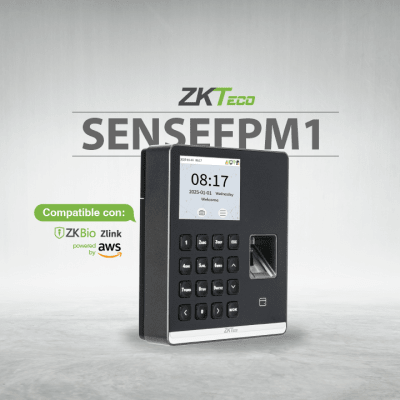Terminal de Asistencia SenseFP M1 / Autenticación por Huella Digital / Pantalla TFT 2.8" Color LCD / Wi-Fi IEEE802.11b/g/n / Conectividad ZKBio Zlink / Capacidad de 500 Usuarios / Actualización de Firmware en Línea