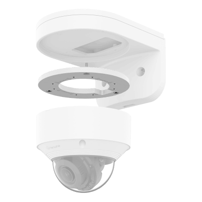 Adaptador de Montaje SBD-137WMA para Cámaras Hanwha Vision / Aluminio Blanco RAL 9003 / Diámetro Ø137.5 mm / Compatible con SBP-137WMW / Tornillo TR20 / Certificaciones EAC RoHS KC CE FCC.