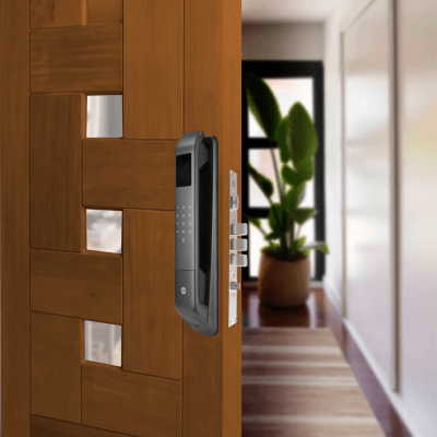 Cerradura Digital Cornelius / Reconocimiento Facial 3D / Sensor de Huella con IA / Capacidad de 100 Huellas, 20 Face ID, 100 Tarjetas MIFARE / Doble Verificación / Bloqueo Automático / Modo Niños / IP54 / Aleación de Aluminio