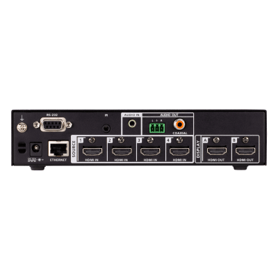 Switch HDMI de Presentación 4x2 True 4K / Multi View / 4 HDMI Entradas / 2 HDMI Salidas / Escalador 4K Integrado / Control RS-232, IR, Telnet, Web GUI / Montaje en Rack / Modo de Espera para Ahorro de Energía