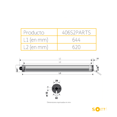 Para persiana, motor tubular mecánico para Persianas integrable con Shelly25 o MINICENTRALIS señal RTS, Persiana de 2.3 ancho y alto 4 mts.