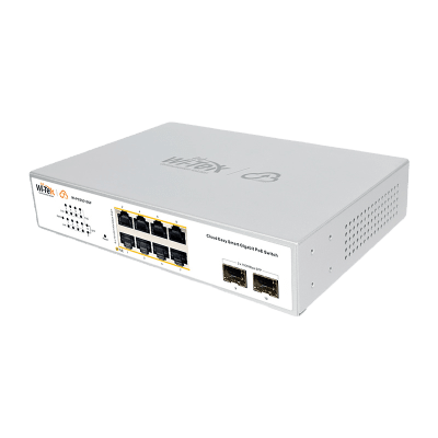 Switch Administrable PoE  / 8 puertos PoE af/at Gigabit /  2 x SFP Gigabit / Administración Cloud Gratuita / Presupuesto 120 W