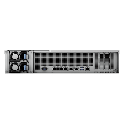 Servidor de Almacenamiento FlashStation FS3410 | 24 Bahías SSD SATA 2.5" | Intel Xeon D-1541 8 Núcleos | 16 GB RAM (Ampliable a 128 GB) | 356,500 IOPS Lectura | 129,400 IOPS Escritura | 4 Puertos 1GbE + 2 Puertos 10GbE