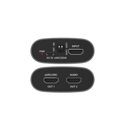 Extractor HDMI eARC | 18Gbps | HDMI 2.0b | HDCP 2.2 | Soporta 4K@60Hz 4:4:4 | Audio LPCM y Dolby/DTS | Salida HDMI, Óptica y L/R | Control RS-232 e IR