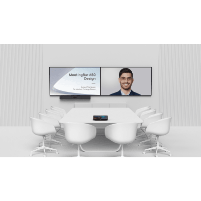 Barra de Videoconferencia Yealink A50 con IA y Consola Táctil CTP25, Todo en Uno para Salas Medianas y Grandes con Seguimiento Automático del Hablante